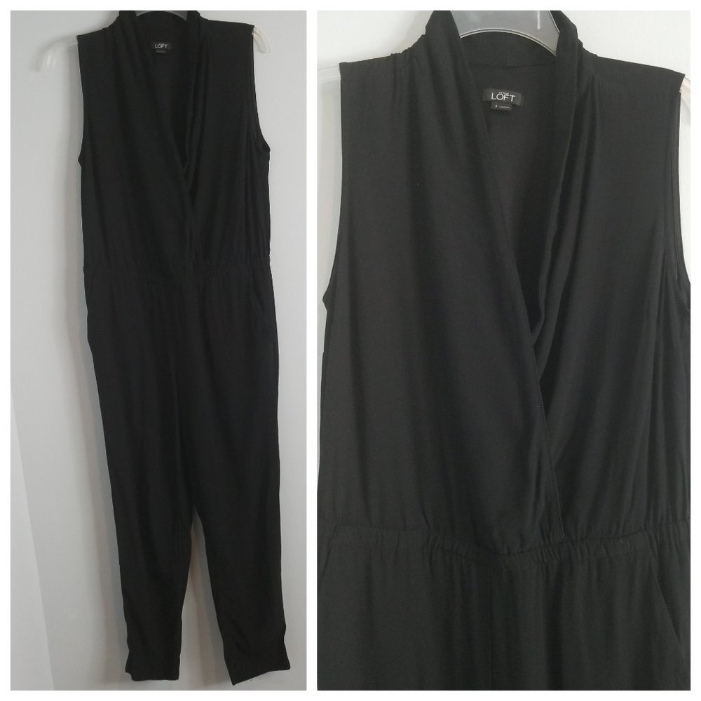 Loft black sleeveless jumpsuit